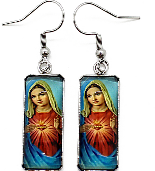 Virgen de Guadalupe Glass Cabochon Earrings