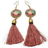 “Frida” Dusty Pink Tassel Earrings