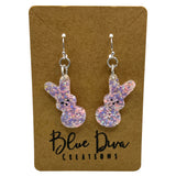Pastel Confetti Glitter Bunny Resin Earrings