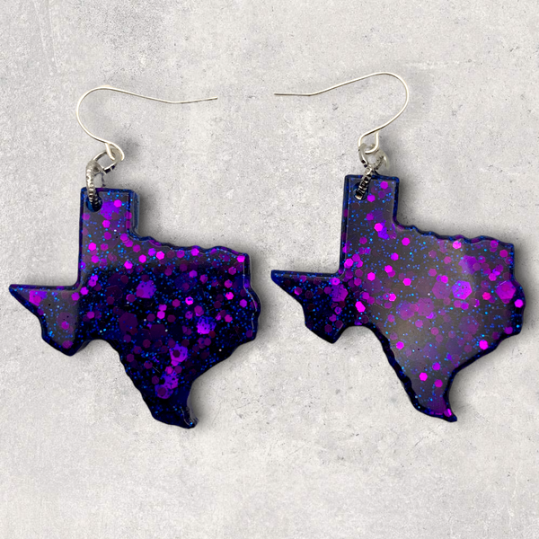 Texas Resin Earrings in “Moonlit Sky”