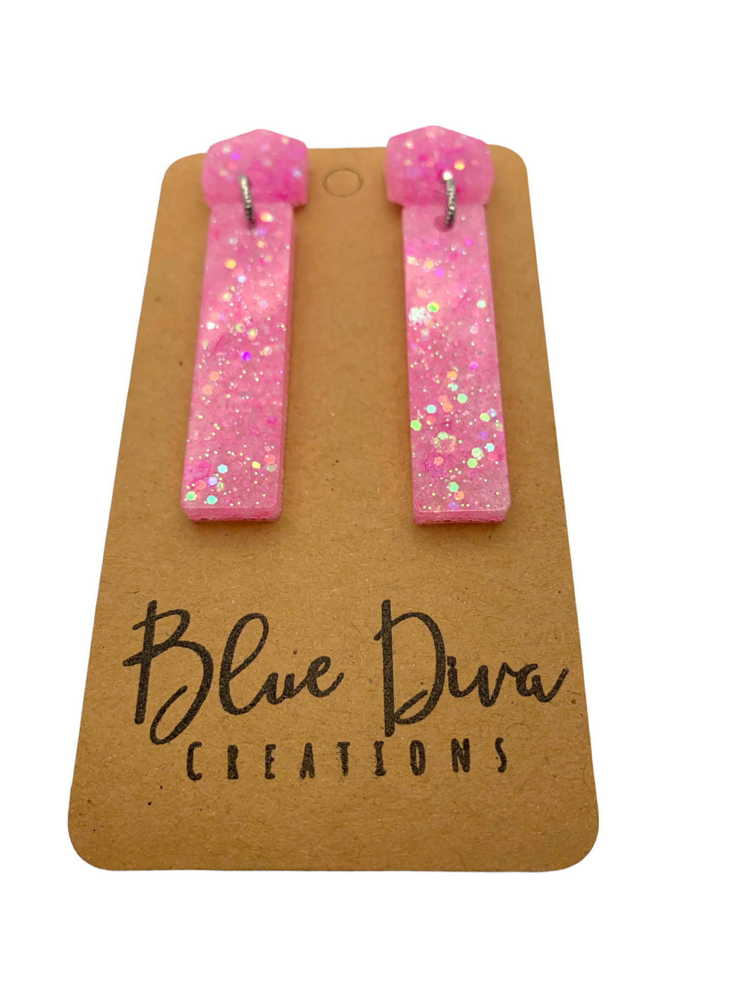 Bubblegum Pink Resin Bar Earrings