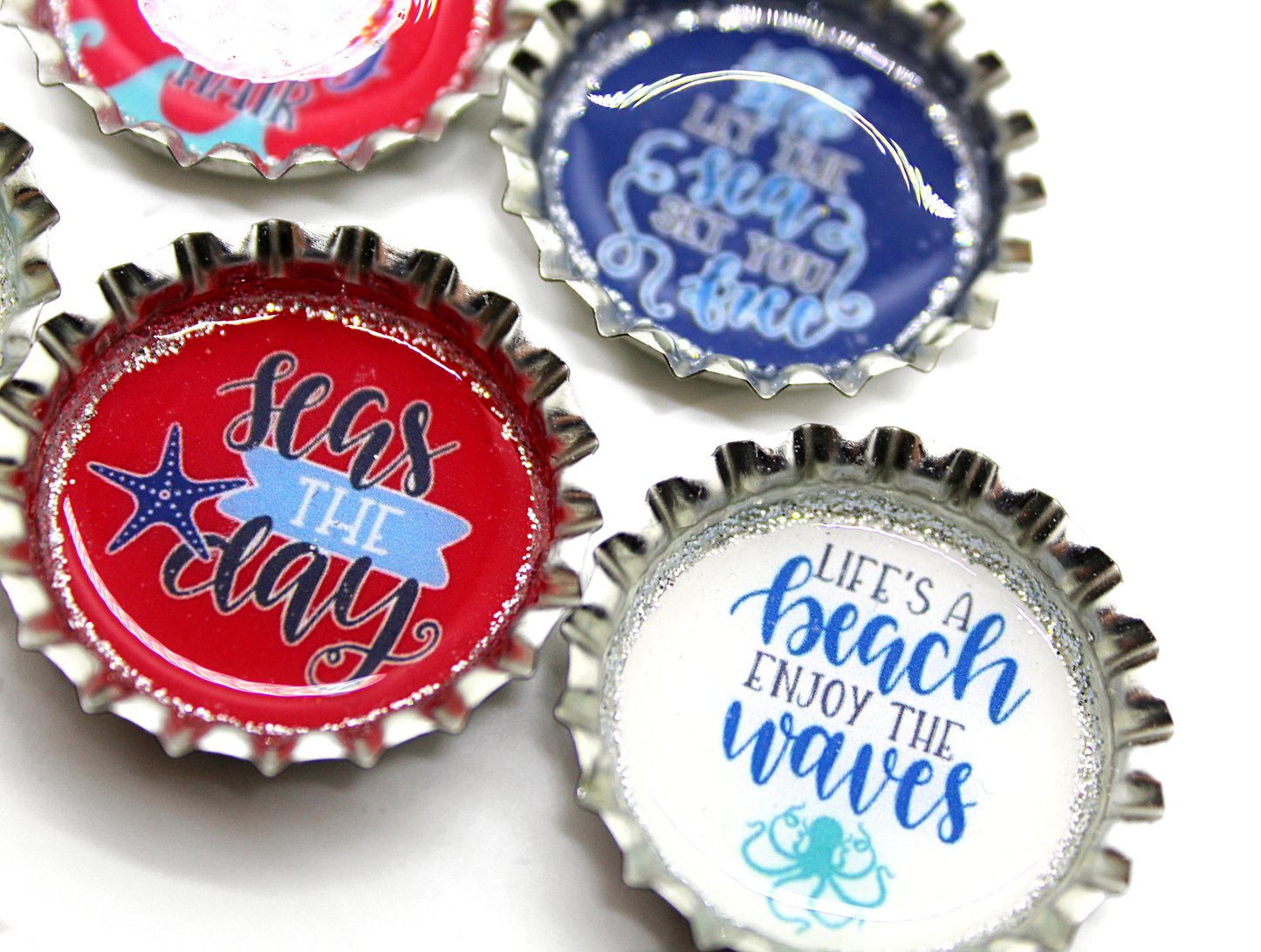 Set of 5 Nautical Bottle Cap Magnets Set