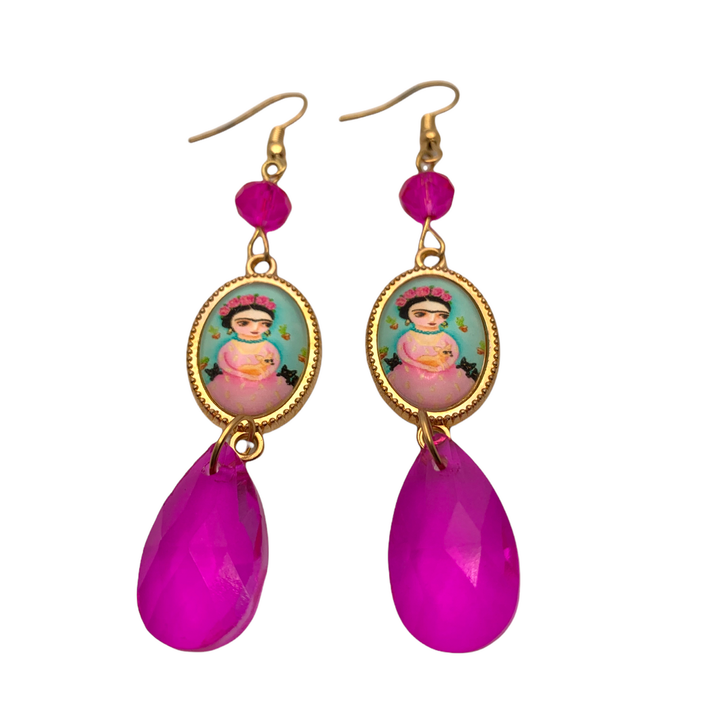 Hot Pink “Frida” Teardrop Earrings