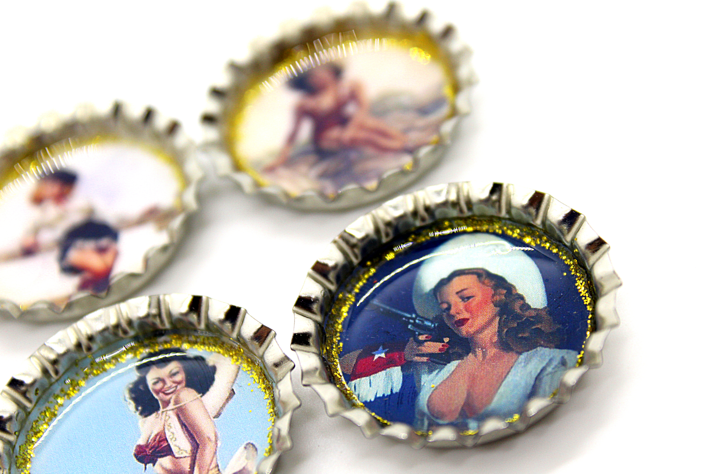 vintage cowgirl pinup magnet set
