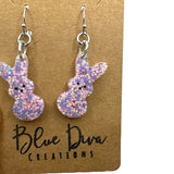 Pastel Confetti Glitter Bunny Resin Earrings