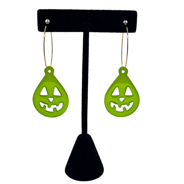 Green Jack o’lantern Resin Earrings