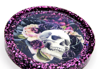 Gothic Skull & Roses Glitter Resin Coaster