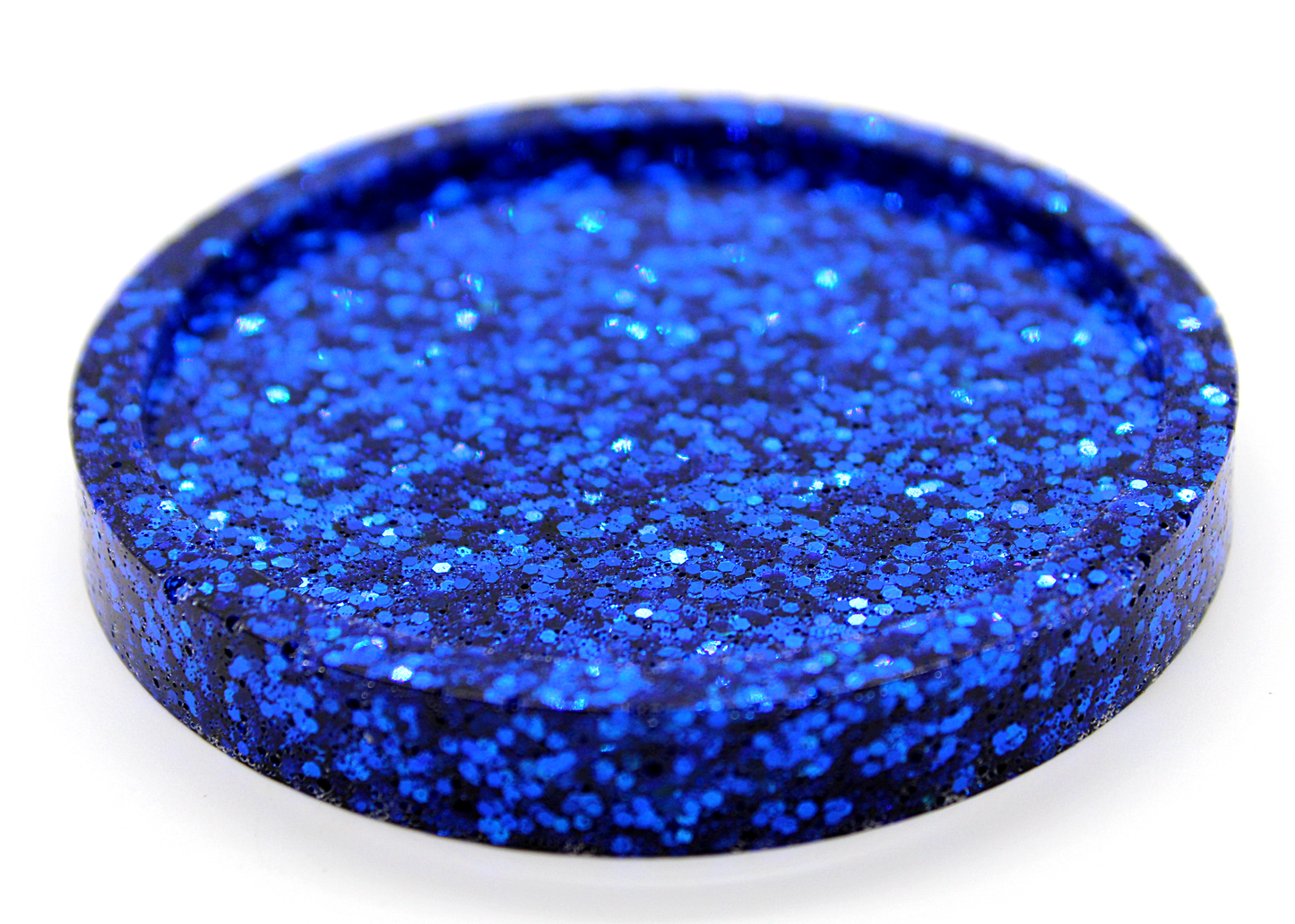 royal blue round glitter coaster