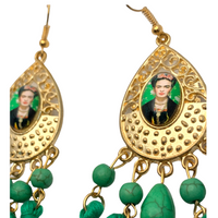“Frida” Green Tassel Earrings