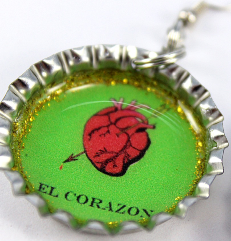 “El Corazon” Bottle Cap Earrings