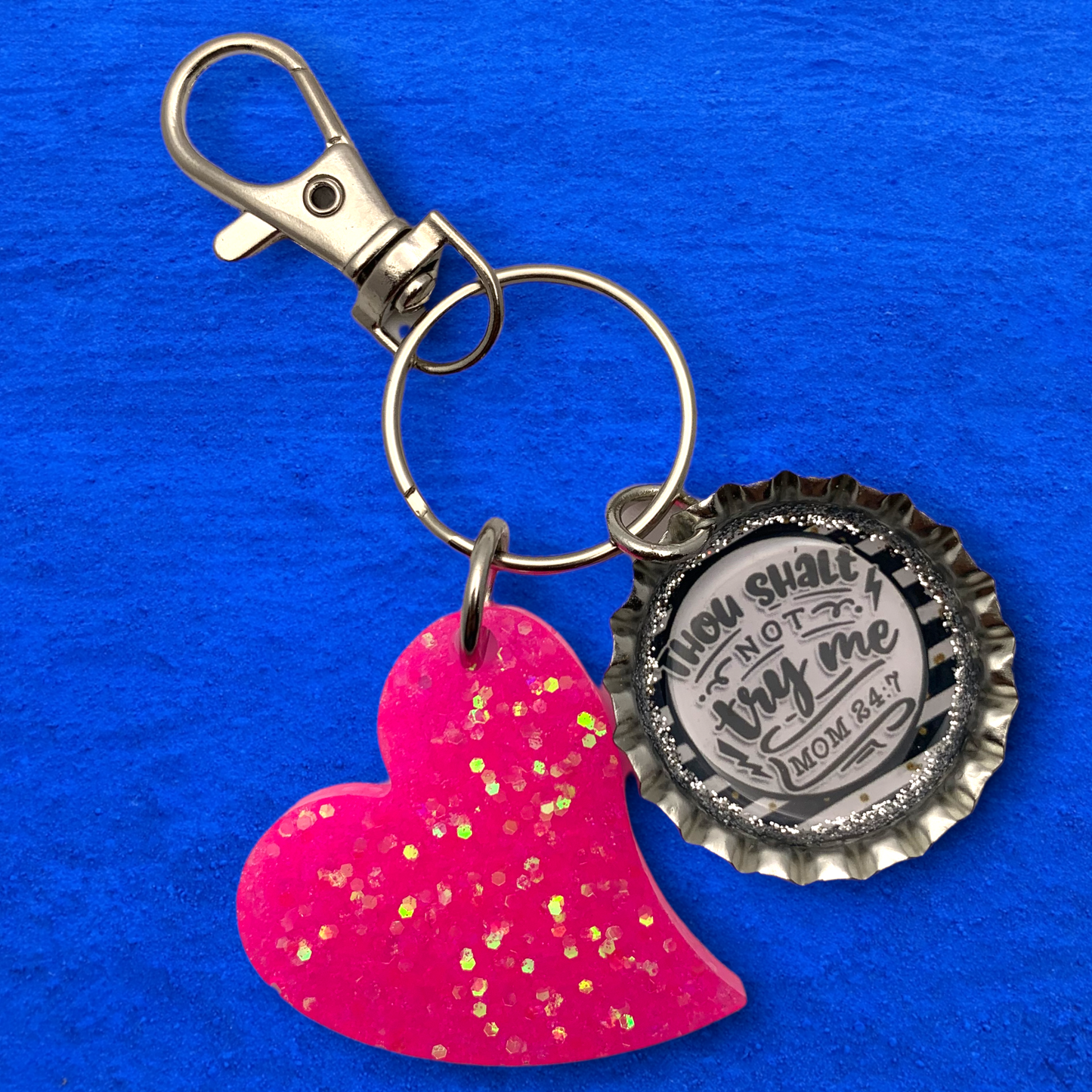 “Thou Shalt Not Try Me” Mom Bottle Cap Keychain