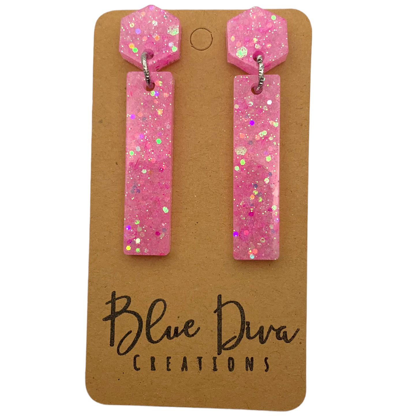 Bubblegum Pink Resin Bar Earrings