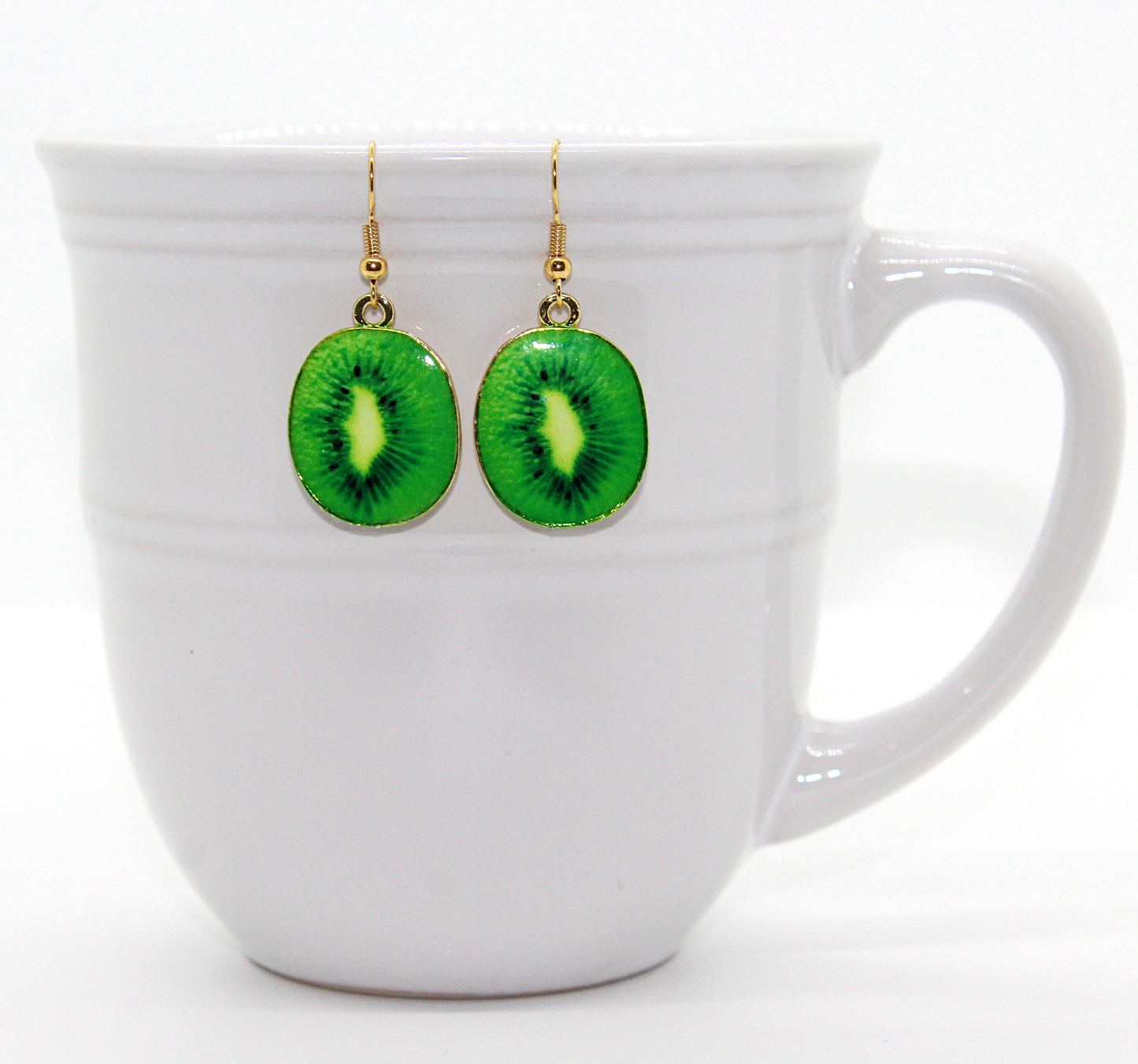 Kiwi Enamel Charm Earrings