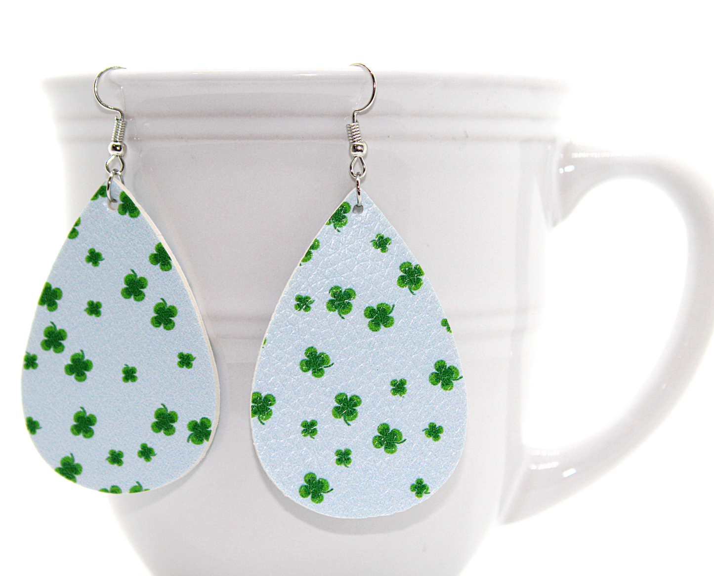 Shamrock Pattern Faux Leather Earrings