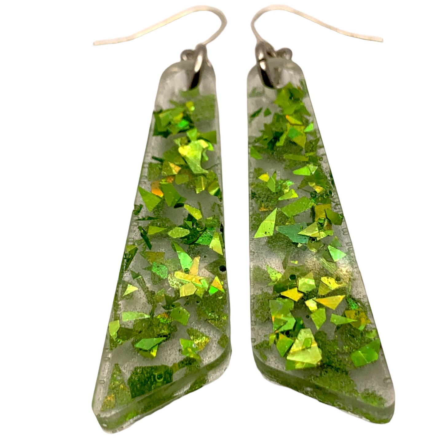 Lime Foil Resin Dangle Earrings