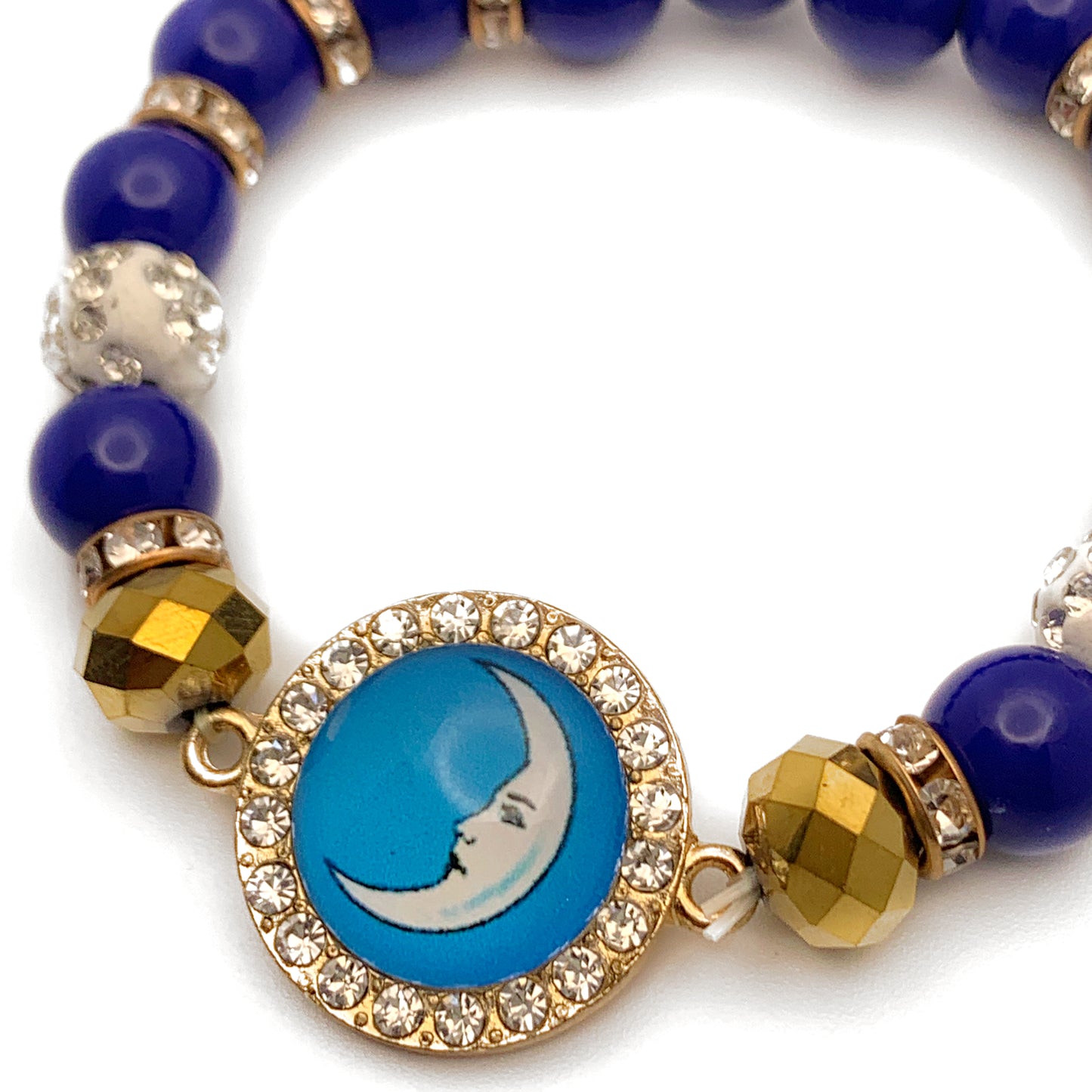 “La Luna” Blue Bead Stretch Bracelet