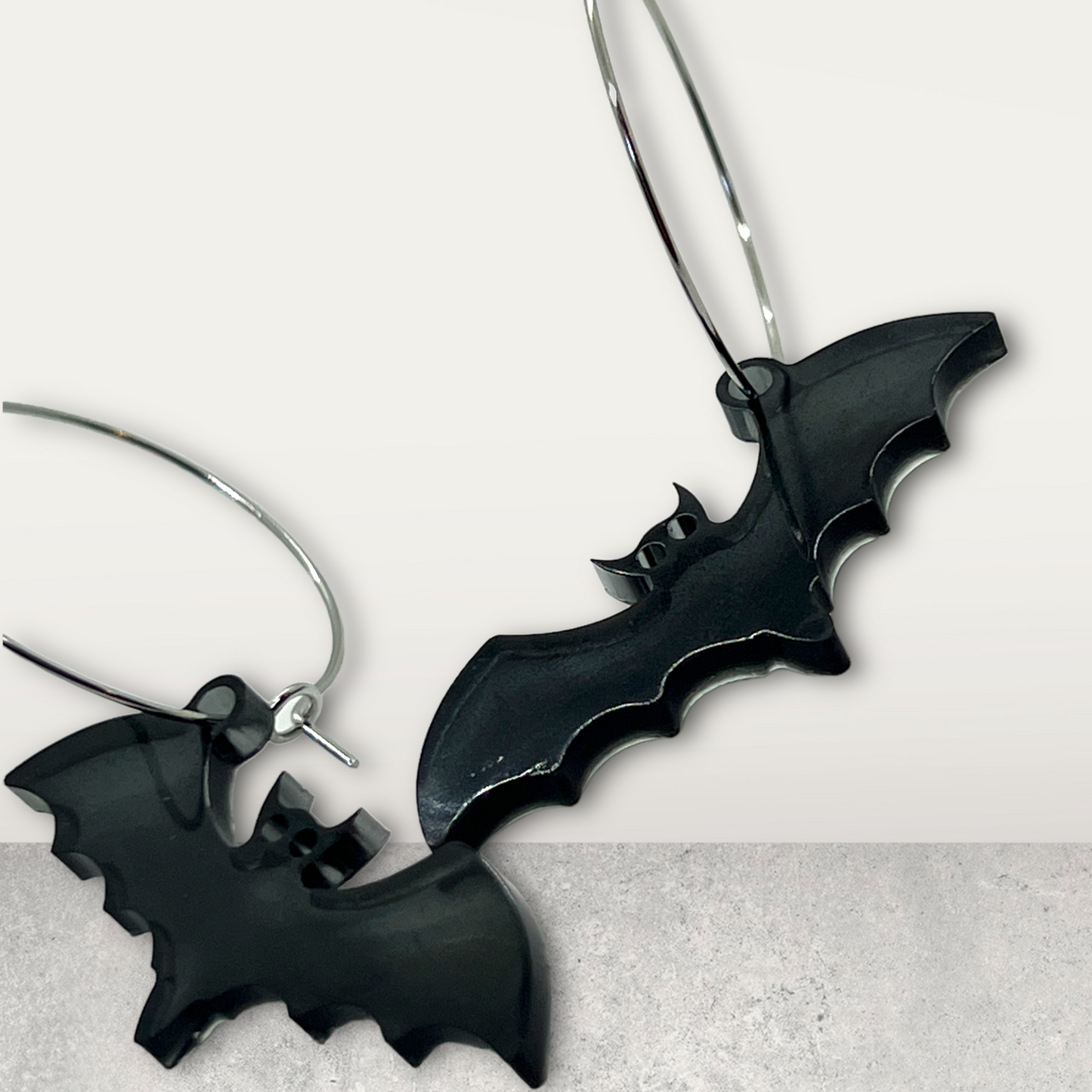 Translucent Black Resin Bat Earrings