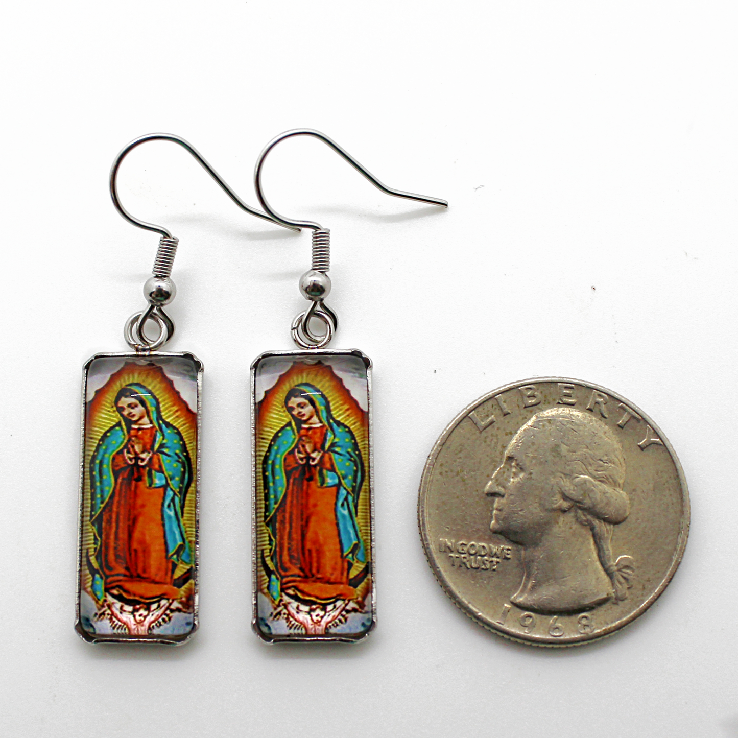 Virgen de Guadalupe Glass Cabochon Earrings