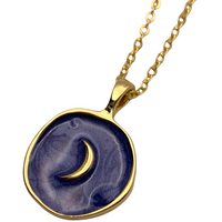 Navy & Gold Moon Necklace
