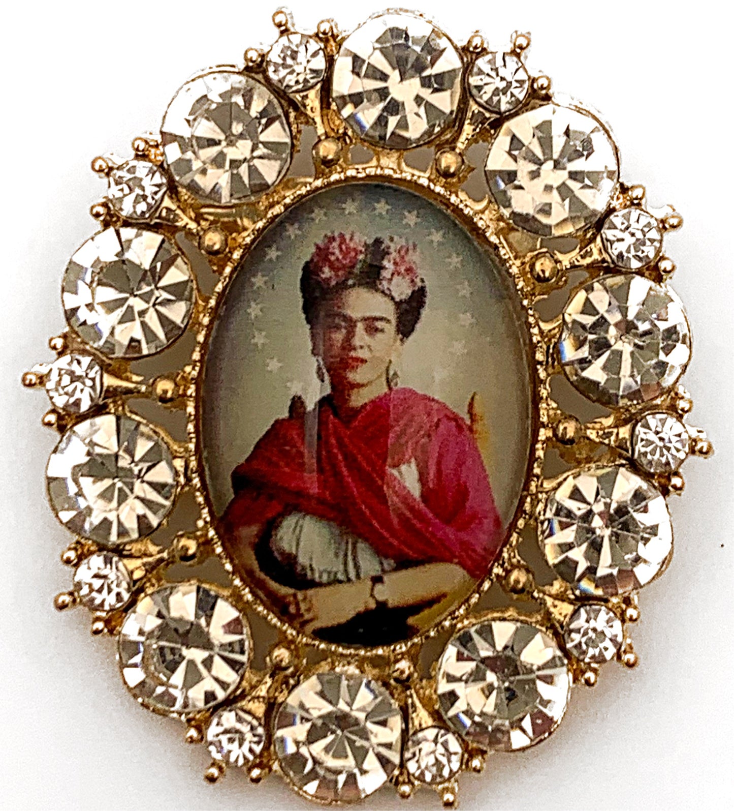 “Frida” Rhinestone Medallion Brooch #3