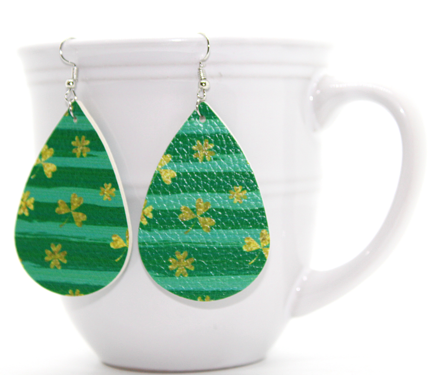 Shamrock Pattern Faux Leather Earrings