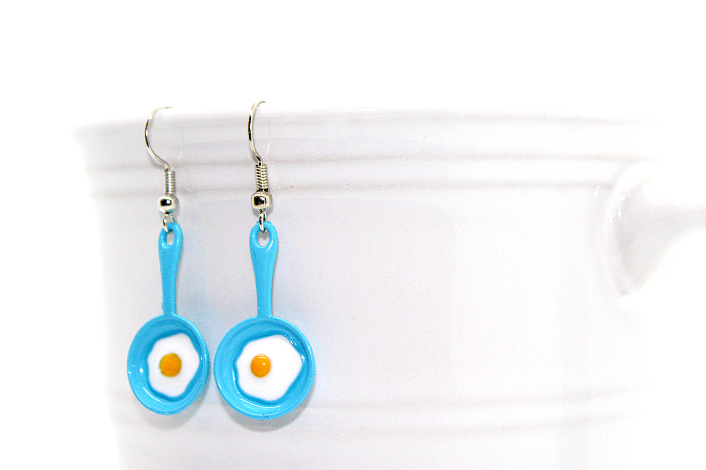 “Egg in a Pan” Enamel Charm Earrings