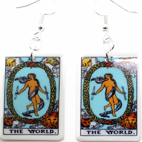 “The World” Tarot Card Earrings