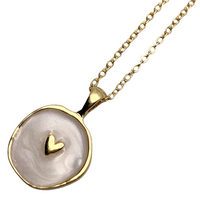 Ivory & Gold Heart Necklace