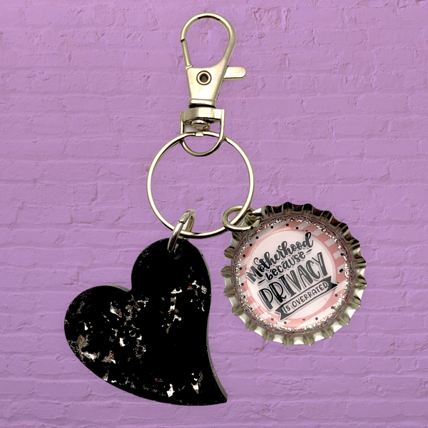 “Privacy is Overrated” Mom Bottle Cap Keychain