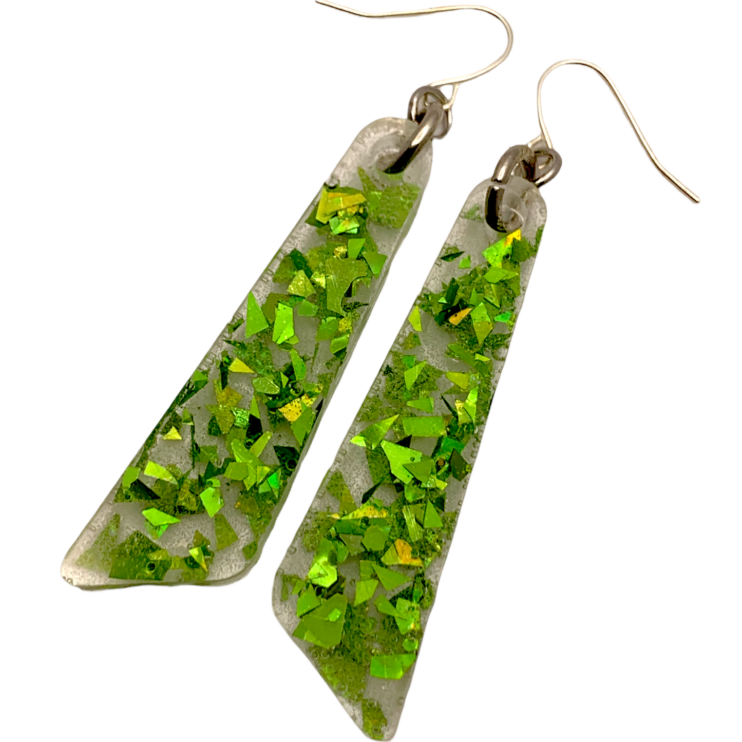 Lime Foil Resin Dangle Earrings