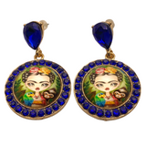 Blue “Frida” Rhinestone Earrings