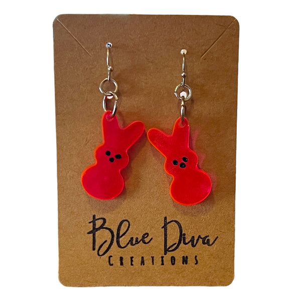 Translucent Hot Pink Bunny Resin Earrings