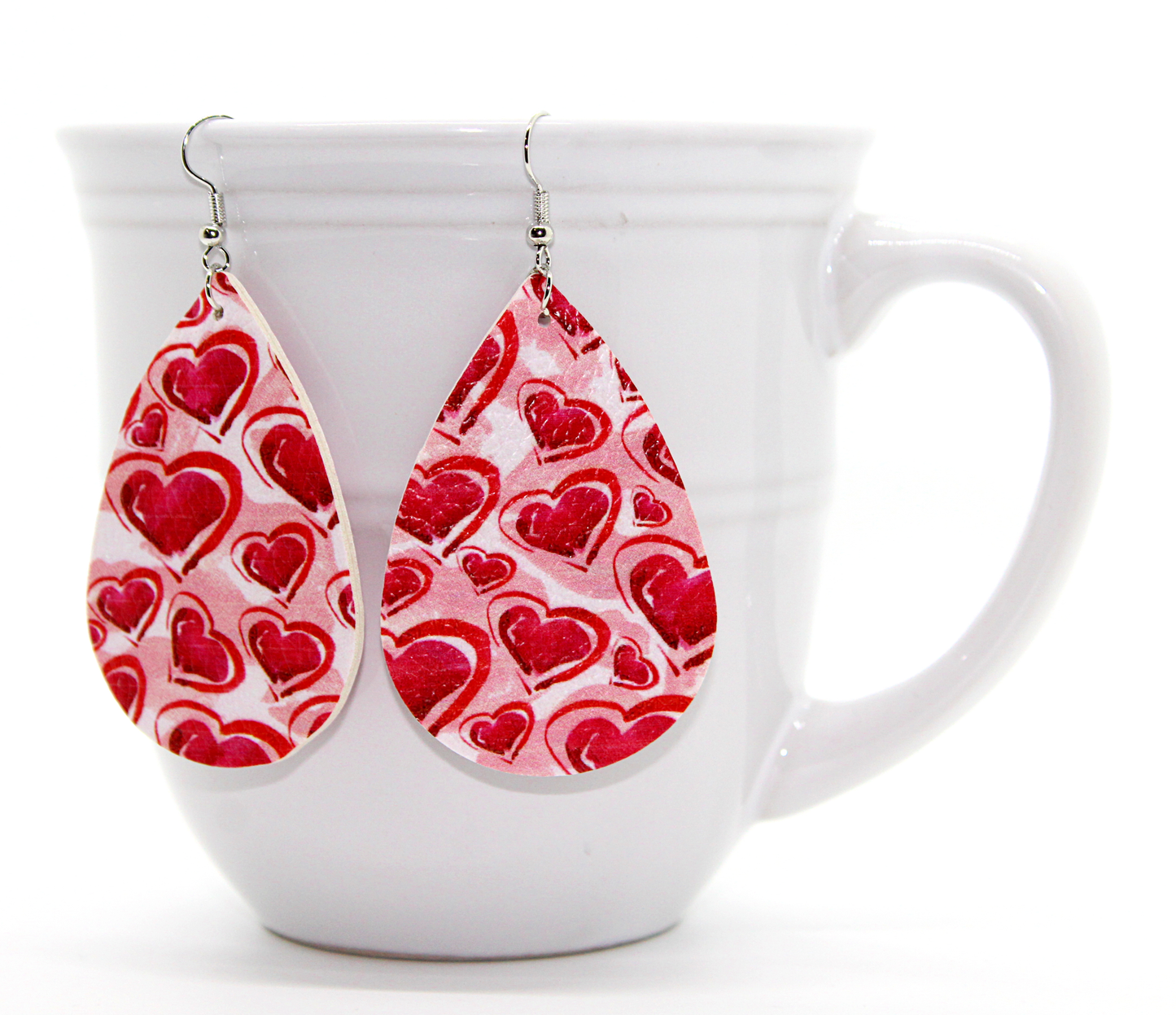 Faux Leather Heart Print Earrings