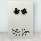 Mini Black Multi Color Ghost Resin Earrings