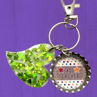 “#1 Teacher” Bottle Cap Resin Keychain