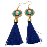 “Frida” Blue Long Tassel Earrings