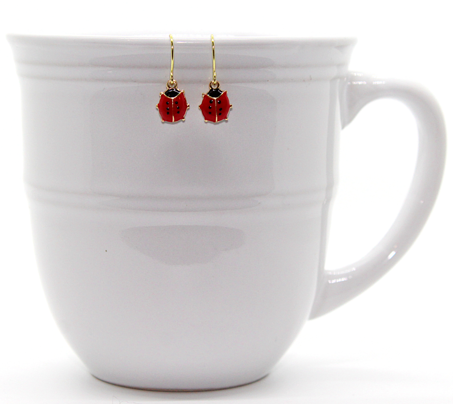 mini enamel ladybug charm earrings