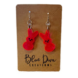 Translucent Hot Pink Bunny Resin Earrings