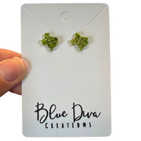 Mini Texas Lime Green Crushed Glass Resin Earrings