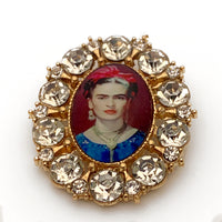 “Frida” Rhinestone Medallion Brooch #1