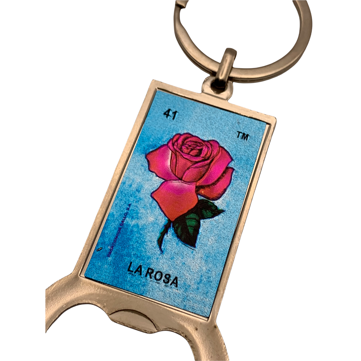 Mexican Loteria “La Rosa” Keychain Bottle Opener