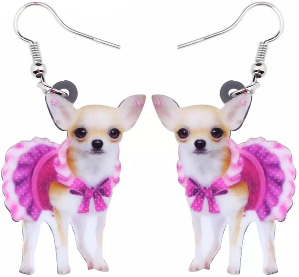 “Chihuahua in a Dress” Acrylic Earrings