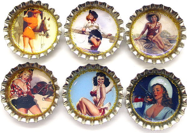 Vintage Cowgirl Pinup Theme Magnet Set