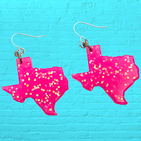 Hot Pink Texas Resin Earrings