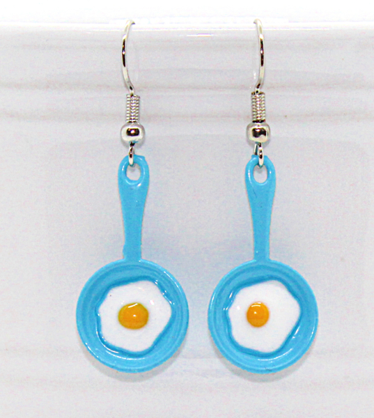 “Egg in a Pan” Enamel Charm Earrings