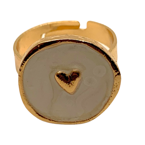 Ivory & Gold Heart Ring