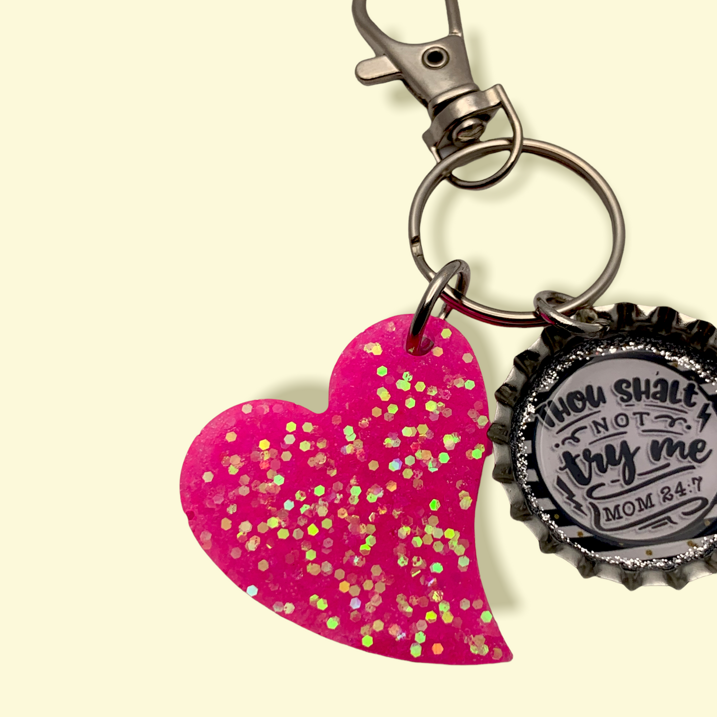 “Thou Shalt Not Try Me” Mom Bottle Cap Keychain