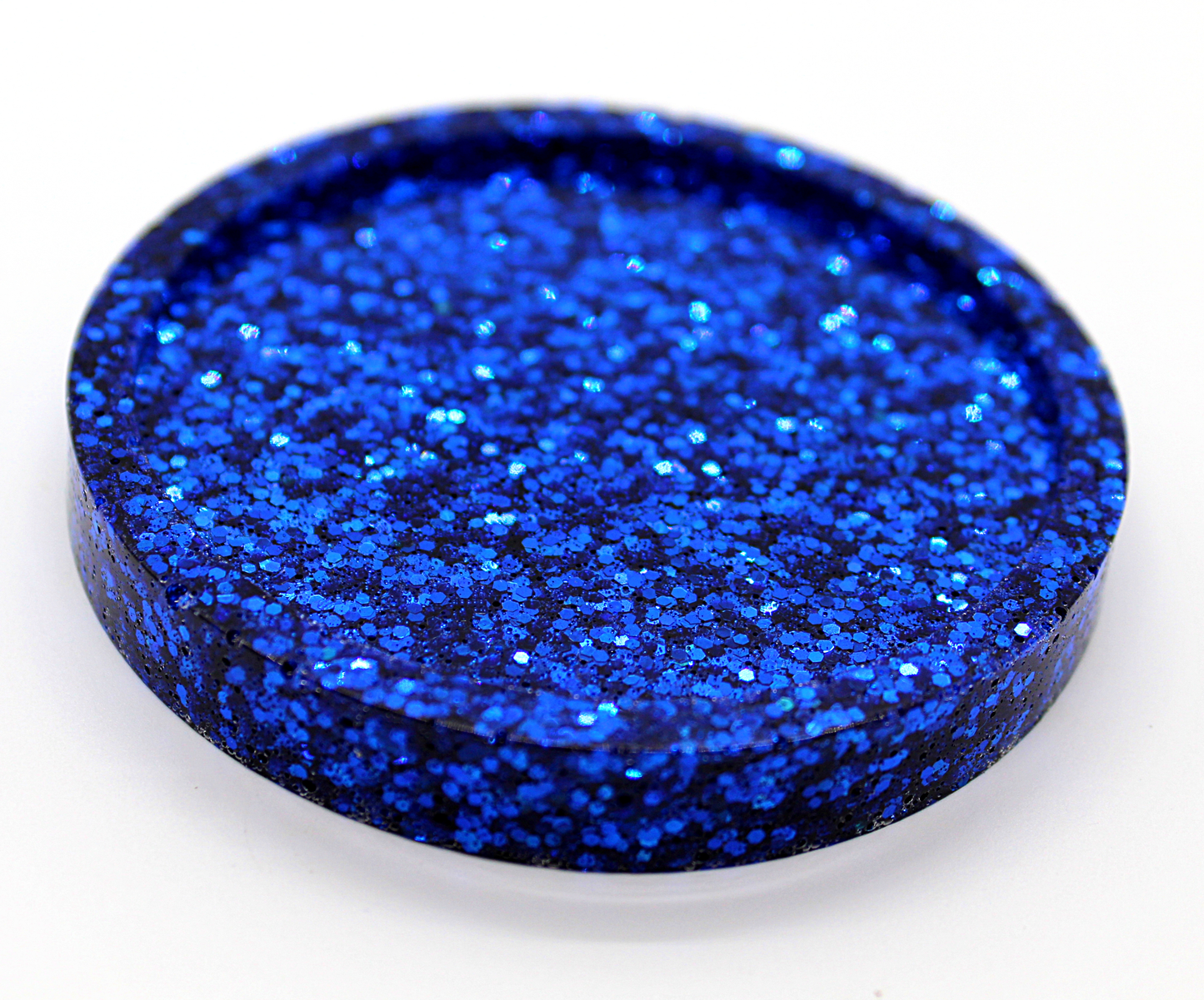 royal blue round glitter coaster