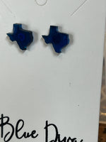 Mini Texas Navy Blue Resin Earrings