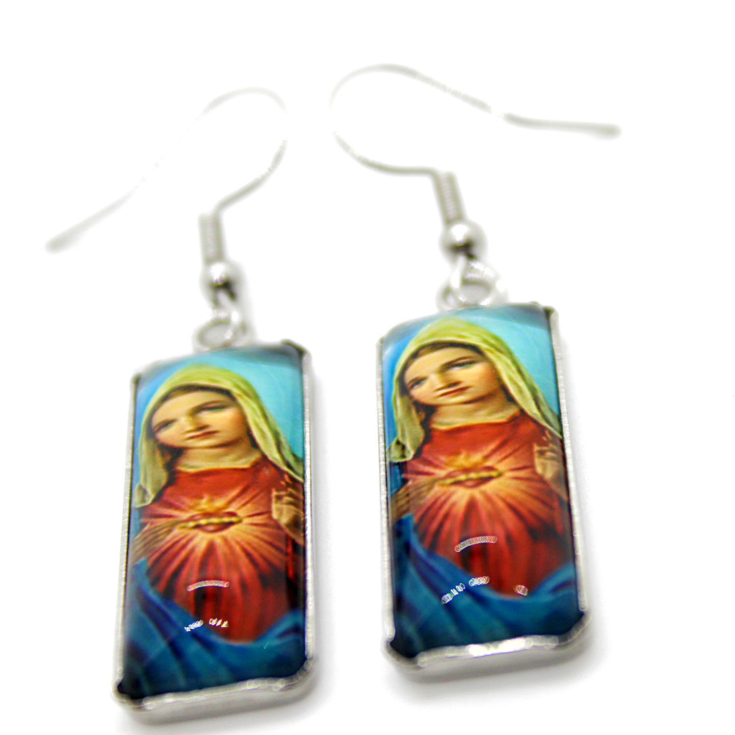 Virgen de Guadalupe Glass Cabochon Earrings